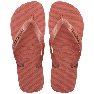 Women's Top Logo Metallic Flip Flops